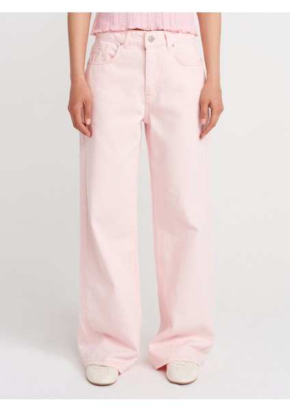 71994 Parçaboya Wideleg Denim Pantolon-Pembe fırsatları