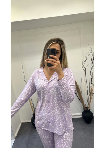 Alissa 6166 Bayan Önü Düğmeli Desenli Pijama Takımı fırsatları