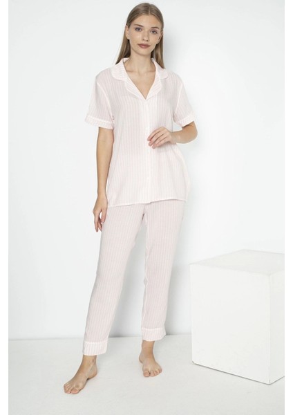 Alın A301 Bayan Kısa Kol Viscon Pijama Takımı