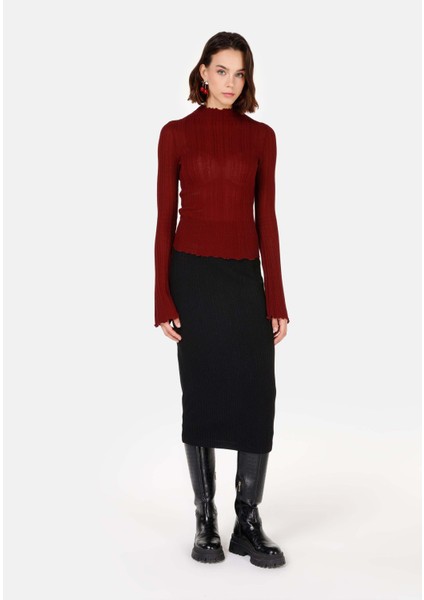 Slim Fit Kadın Siyah Etek
