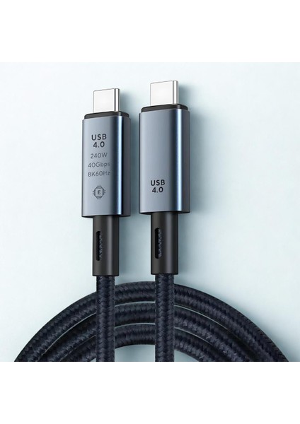 1mt USB 4.0 240W Type-C Şarj Kablosu 40GBPS Veri Aktarım Type-C 8k 60HZ Görüntü Aktarım Kablosu