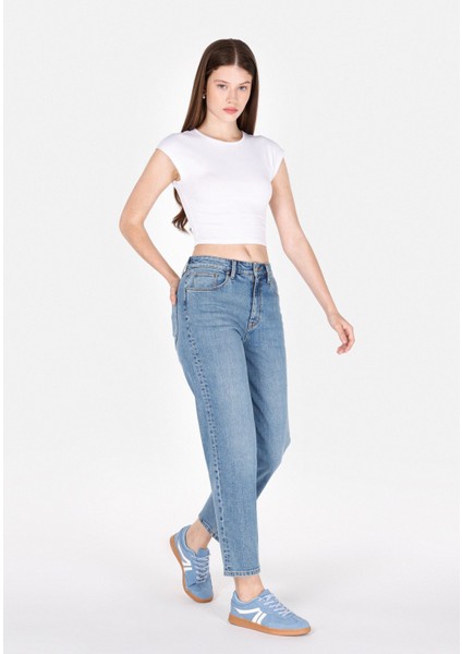 Straight Fit Kadın Indigo Jean Pantolon modelleri