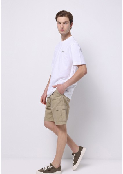 Regular Fit Orta Bel Düz Erkek Bej Şort modelleri
