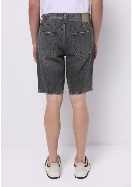 Regular Fit Orta Bel Düz Erkek Siyah Jean Şort fiyatları