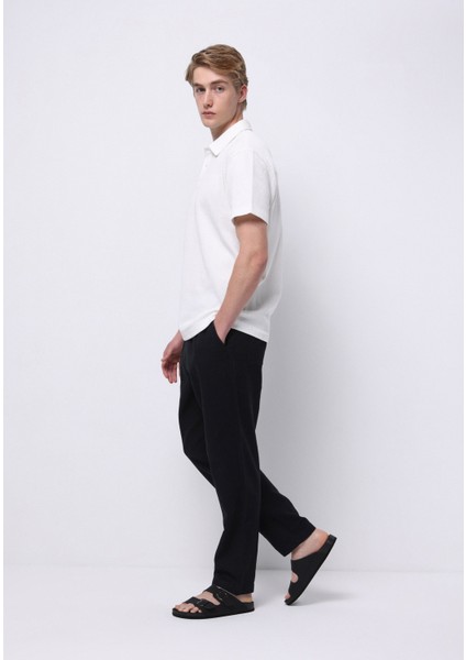Comfort Fit Polo Yaka Düz Erkek Beyaz Kısa Kol Tişört modelleri