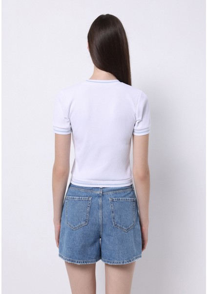 Slim Fit Yuvarlak Yaka Düz Kadın Beyaz Kısa Kol Tişört fiyatları
