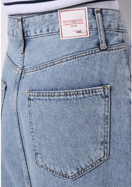 Slim Fit Düz Fermuarlı Kadın Açik Mavi Etek indirimleri
