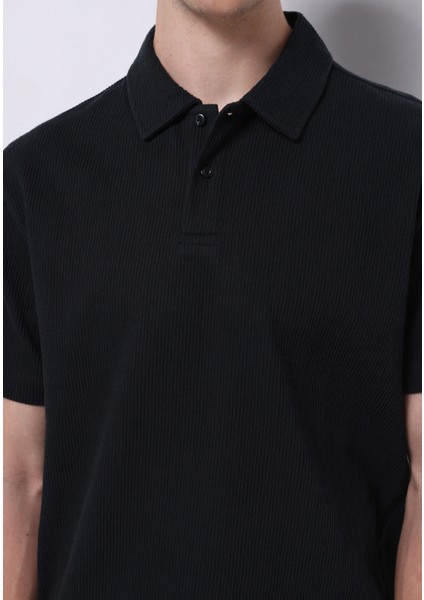 Comfort Fit Polo Yaka Düz Erkek Lacivert Kısa Kol Tişört fırsatları