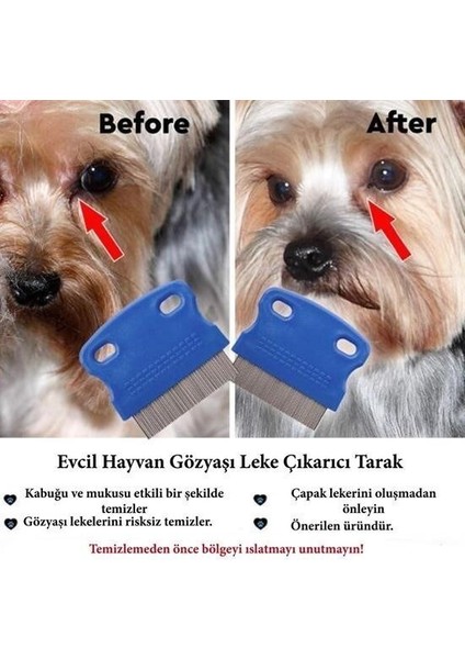 Buffer® Evcil Hayvan Kedi Köpek Pire Tarağı ve Köpek Gözyaşı Lekesi Tarağı