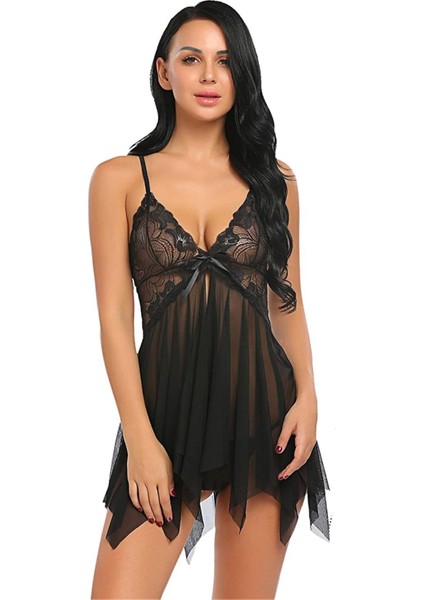 Siyah Tül Babydoll gecelik 66600