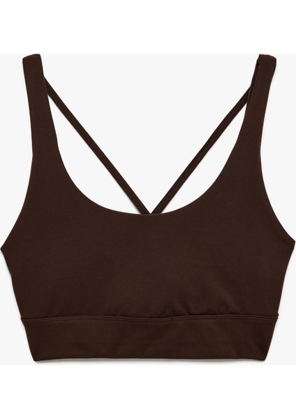 U Yaka Slim Fit Çapraz Askılı Sporcu Sütyeni