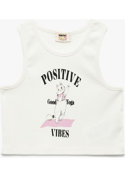Pamuklu Bisiklet Yaka Dar Kesim Kedi Baskılı Kolsuz Atlet