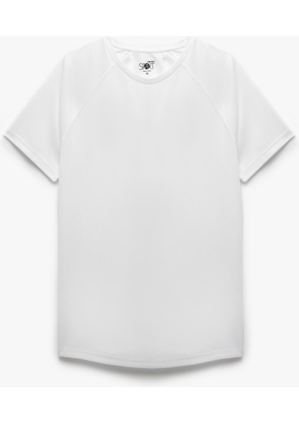 Kısa Kollu Bisiklet Yaka Reglan Kol Arkası Baskılı Slim Fit Spor Tişört fırsatları