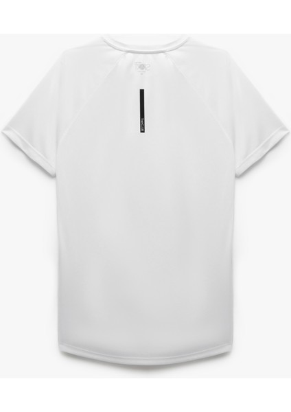Kısa Kollu Bisiklet Yaka Reglan Kol Arkası Baskılı Slim Fit Spor Tişört indirimleri