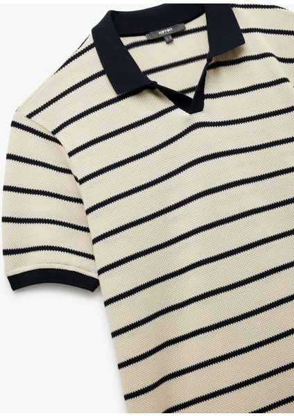 Kısa Kollu Regular Fit Pamuklu Çizgili Polo Yaka Tişört modelleri