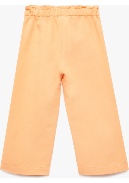 Beli Lastikli Yüksek Bel Keten Karışımlı Pantolon