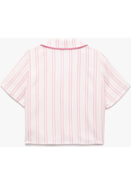 Viskon Kumaş Cepli Kısa Kollu Gömlek Yaka Pijama Üstü fiyatları