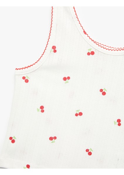 Kiraz Baskılı Kolsuz Bisiklet Yaka Atlet modelleri