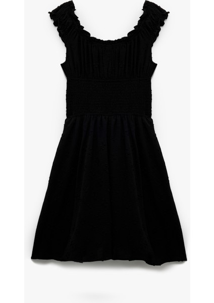 Fırfır Yaka Detaylı Kolsuz Gipeli Poplin Mini Elbise fiyatları