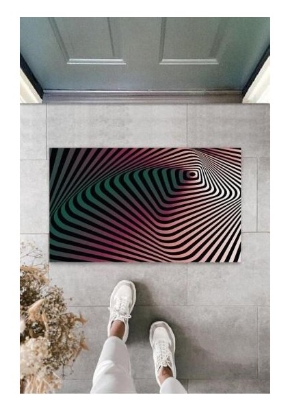 Dijital D Spiral Siyah-Pembe Kapı Paspası Dış Mekan Paspas K-3170