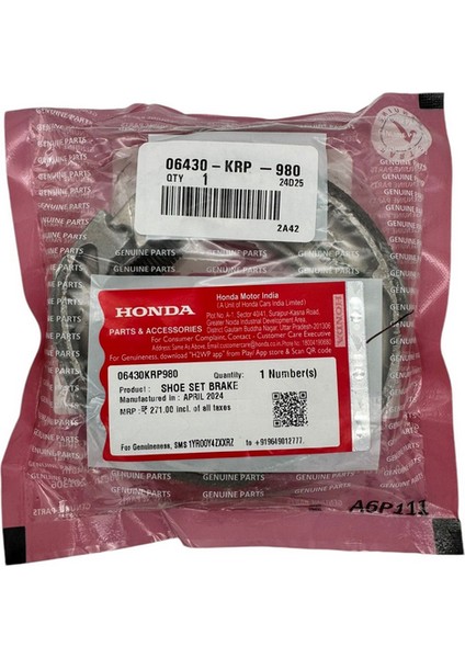 Dio 110 Orjinal Arka Fren Balatası