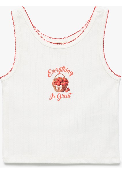 Çilek Baskılı Bisiklet Yaka Kolsuz Atlet