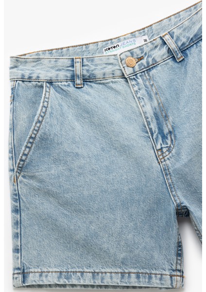 Pamuklu Chino Cepli Rahat Kalıp Düğmeli Mini Denim Şort modelleri