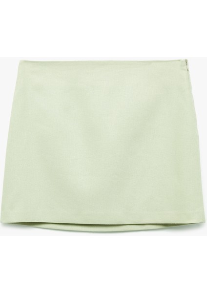 Standart Bel Astarlı Keten Mini Etek modelleri