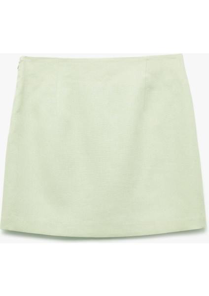 Standart Bel Astarlı Keten Mini Etek fırsatları