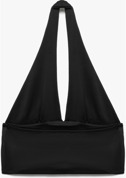 Slim Fit Sırt Dekolteli Crop Halter Yaka Büstiyer