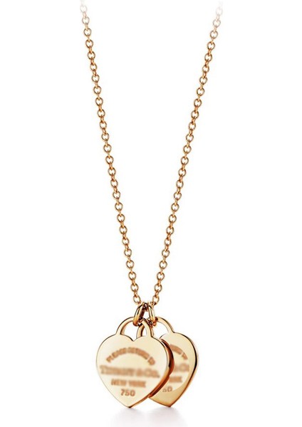 Çift Kalp Plak Kalp Kolye Altın Kaplama Kalp Moda Kolye (Yurt Dışından)