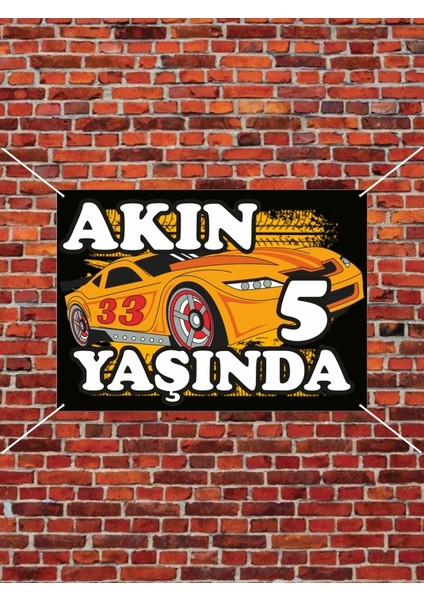 Kişiye Özel Arabalar Temalı Doğum Günü Branda Afişi Arkaplan Süslemesi