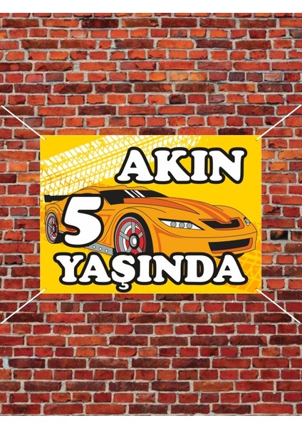 Kişiye Özel Arabalar Temalı Doğum Günü Branda Afişi Arkaplan Süslemesi