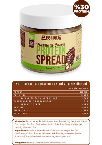 Hazelnut Cocoa Protein Spread 350 gr (Proteinli Fındık Kreması)