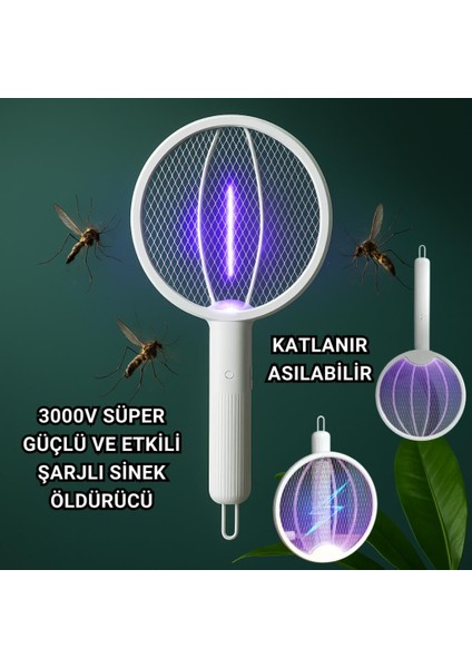 Katlanabilir Şarjlı 12000MAH 300V 5 Katmanlı Uv Işıklı Elektrikli Sivrisinek Öldürücü Raket Sinek Öldürücü Sineksavar