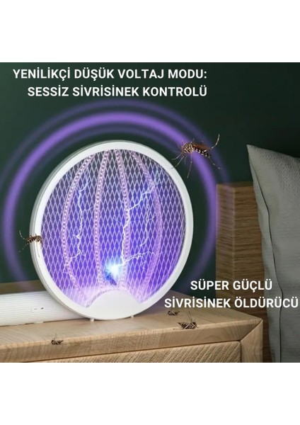 Katlanabilir Şarjlı 12000MAH 300V 5 Katmanlı Uv Işıklı Elektrikli Sivrisinek Öldürücü Raket Sinek Öldürücü Sineksavar