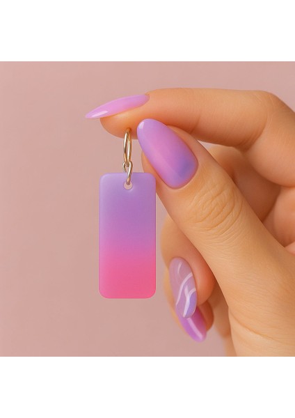 Pembe Mor Renk Geçişli Reçine Sallantılı Küpe