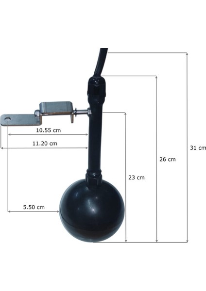 F028 20 Metre Kauçuk Kablolu L Model Dar Alan Top Tip Atık Sıvı Seviye Flatörü