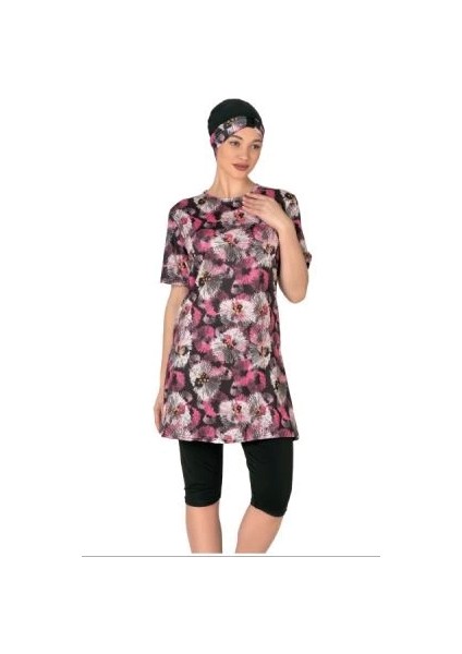 Fantasy 3449 Bayan Desenli Yarı Tesettür Mayo