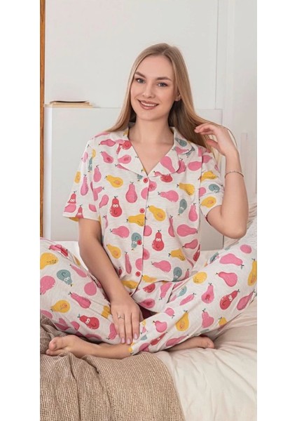 Alissa 6274 Kadın Armut Desenli Patlı Pijama Takımı