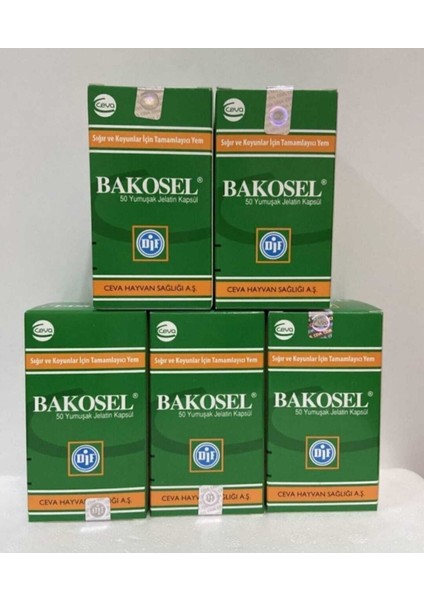 Bakosel 50 Yumuşak Jelatin Kapsül Vitamin Mineral Koyun Keçi Büyükbaş Kuzu 5 Kutu