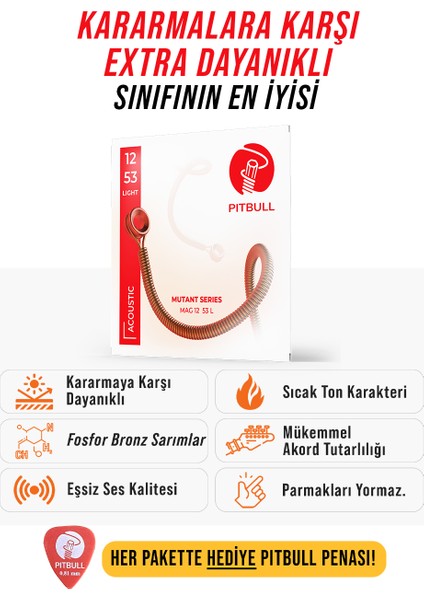 Mutant Seri Coated Kararmaya Karşı Dayanıklı Akustik Gitar Teli Takım Mag