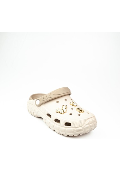 960 Ekru Kapalı Taşlı Eva Kadın Terlik
