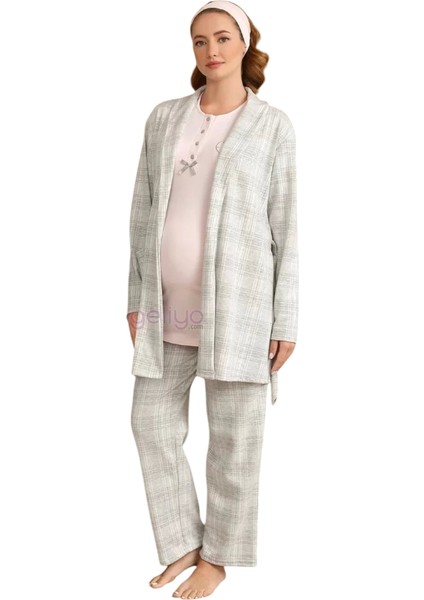 Ba-Ha 4425 Bayan Lohusa Kışlık 3'lü Pijama Takımı