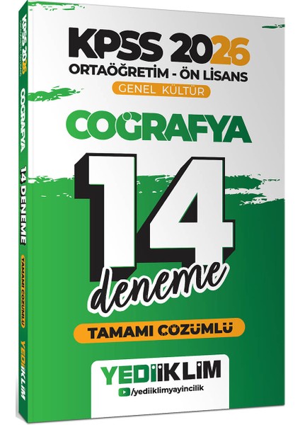 2026 KPSS Ortaöğretim Ön Lisans Genel Kültür Tarih-Coğrafya-Vatandaşlık 14 Deneme Seti