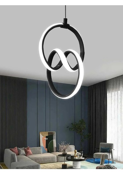 Imza Tekli Siyah LED Avize