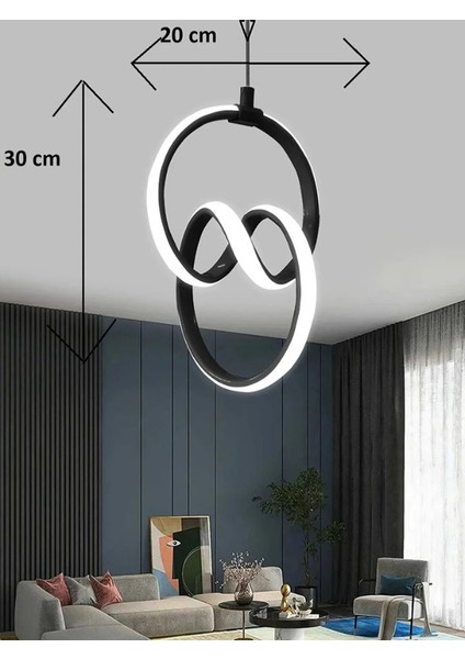 Imza Tekli Siyah LED Avize
