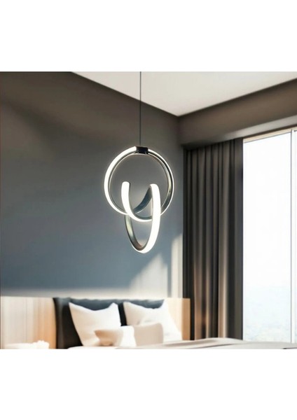Imza Tekli Siyah LED Avize
