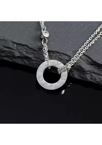 Love Kolye Kadın 18K Pembe Altın Büyük Yıldızlı Gökyüzü Köprücük Kemiği Zinciri Modası (Yurt Dışından)