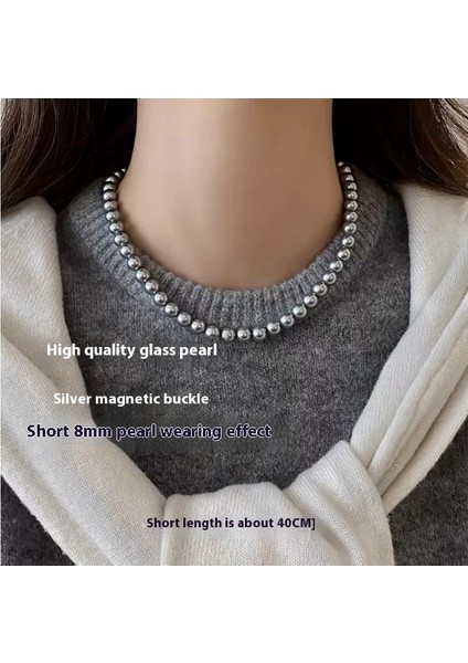 Manyetik Çekici Yuvarlak Inci Kolye Boyun Zıncırı Temperament Tasarımı Yüksek Dereceli Hissi Zıncır (Yurt Dışından)